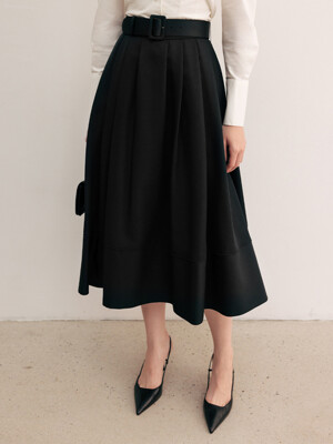 VAILA Waist tuck detail voluminous skirt (Black/Beige/Navy)