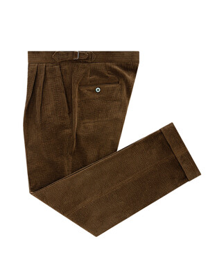 Corduroy two tuck pants (Brown)