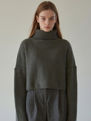 TURTLENECK CROP KNIT_CHARCOAL