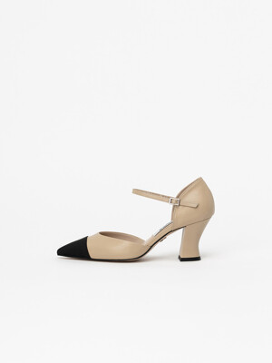 Marie Side-cut Maryjane Pumps in Yellow Beige