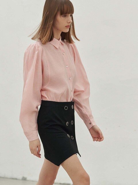 블라우스,셔츠 - 페이리 (FAYRI) - Myla Linen Puff Sleeve Shirt (Fog Pink)