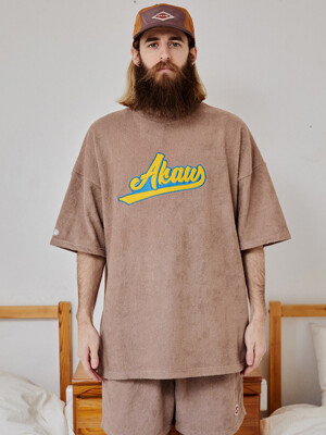 아카우 오버핏 테리타올 티셔츠 브라운