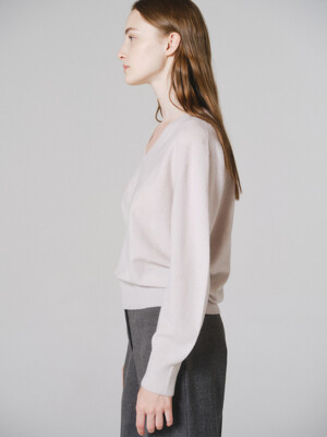 Cashmere blended knit top (cool grey)