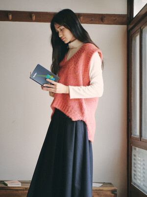 Cotton Candy Wool Knit Vest_hotpink