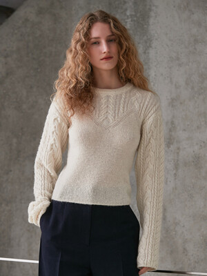 HAIRY CABLE MIX PULLOVER_IVORY