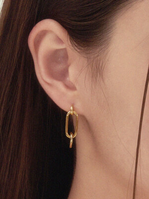 [925 silver post] heart chain earrings