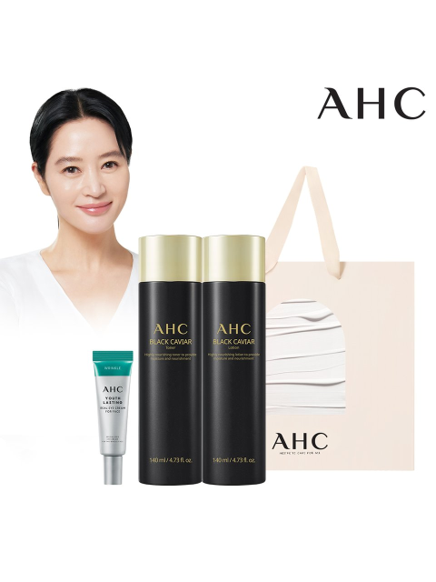 스킨케어세트 - 에이에이치씨 (AHC) - [실속세트] AHC 블랙캐비어 토너+로션+아이크림7ml+쇼핑백