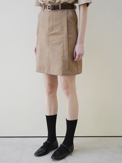스커트 - 아티클레븐 (ARTICLEVEN) - NARA A LINE SHORT PLEATS POINT SKIRT  (BEIGE)