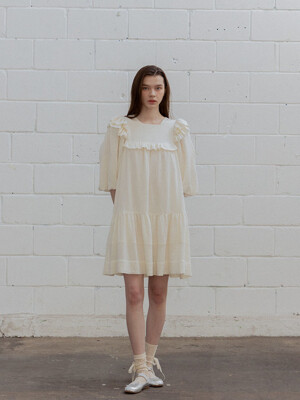 Puff Sleeve Short Dress (Ivory)
