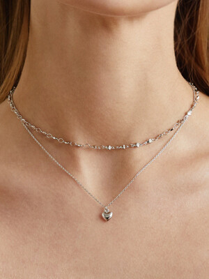 HEART CHAIN LAYERED NECKLACE (2colors) AN223021