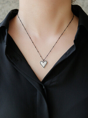 Heart Cubic Two-Tone Pendant Silver Necklace N01129