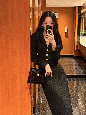 Valoisa tweed midi H skirt(2colors)