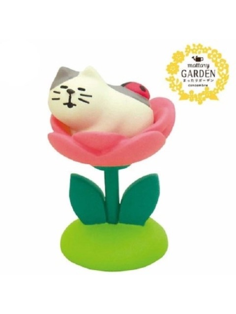 홈데코 - 키티야 (kittyya) - 일본 수입 데꼴 미니어쳐 활짝 핀 고양이 무당벌레