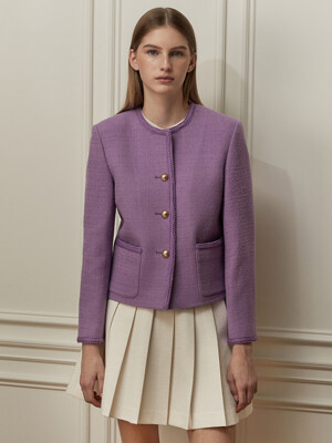 Embellished Wool Tweed Jacket_Violet
