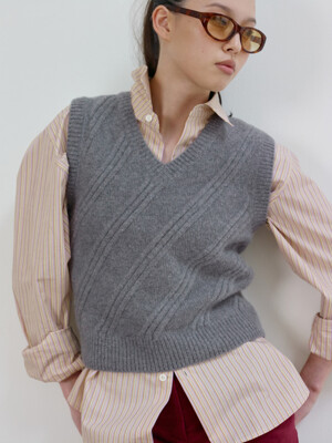 Study Wool Knit Vest (GREY)