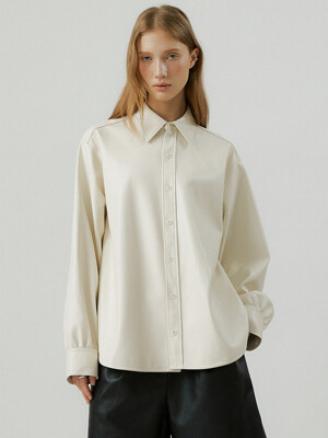 Essential TO vegun leather shirts [ivory]