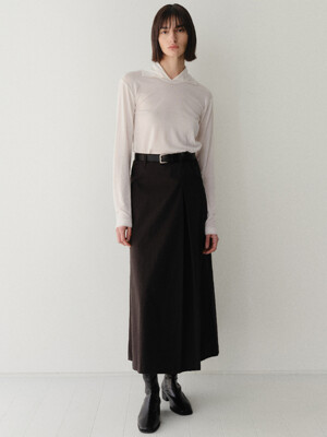 a-line belted long skirt_black.