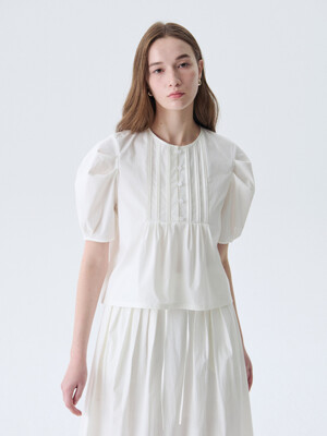 Pintuck Puff Sleeve Blouse_2color
