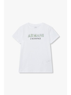 AX 여성 트윙클 큐빅 로고 티셔츠 -화이트(A424130002)