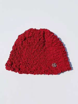 Wrinkle Beanie Hat (Red)