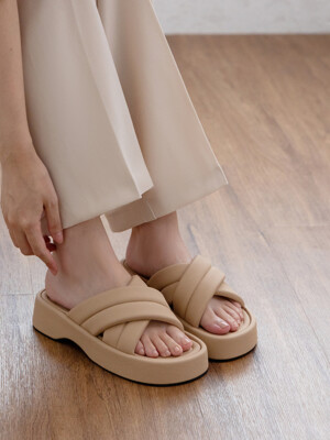 마일리 플랫폼 슬라이드 BEIGE 4cm