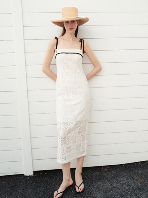 KATHLEEN Crochet sleeveless long dress (Ivory)