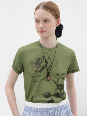 Rose Printed T-shirt - Green