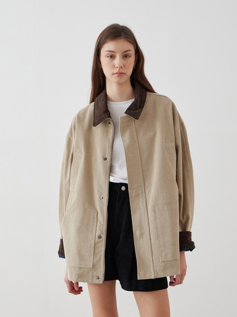 틸아이다이]Coloring collar point utility jacket_Dark navy