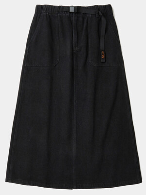 SL-LABEL BELTED DENIM SKIRT 블랙데님