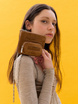 Pocket Mini Chain Bag (Caramel Suede)