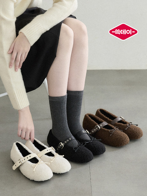 아비스파 [단독]Marion 매리언 fur 메리제인 리본 플랫슈즈_F104_3colors_1cm
