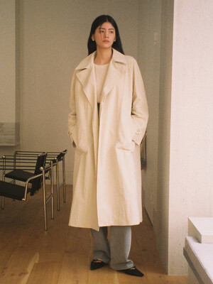 comos 1356 single maxi trench coat (light beige)