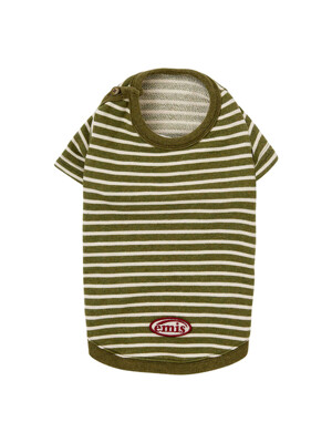 [PET] BUTTON SWEAT TEE-KHAKI