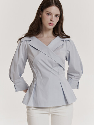 Adela V-neck Blouse (Blue)