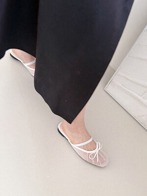 me257 Dahlia Ribbon Mesh Flat Mule Slippers 달리아 리본 메쉬 슬리퍼 3color