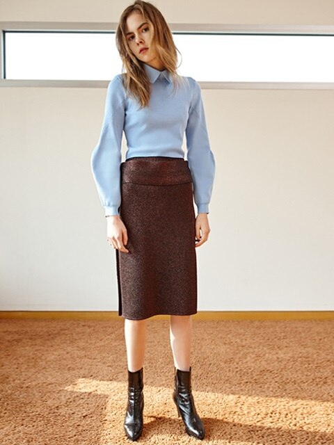 Metal knit skirt