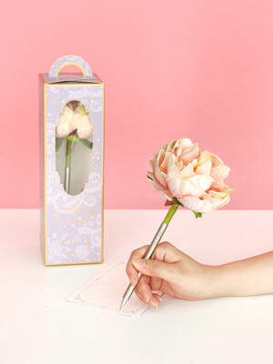 baby pink classy peony flower pen