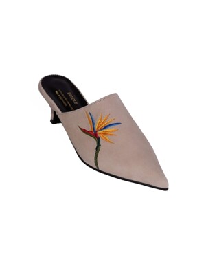 Gloria Mule Beige Birds-Of-Paradise