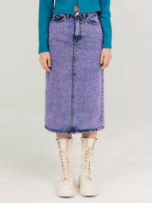 Color-dying Denim Skirt_Pink