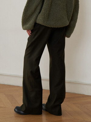 Flare Wool Pants - Khaki Brown