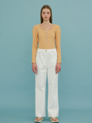 coated pants_glossy white