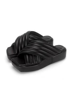 Puffed criss cross sandals | Black