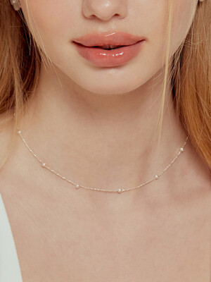 (SILVER925) Pearl Ball Chain Necklace NZ2014