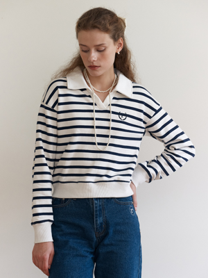 COLLAR STRIPE SWEATSHIRTS IVORY