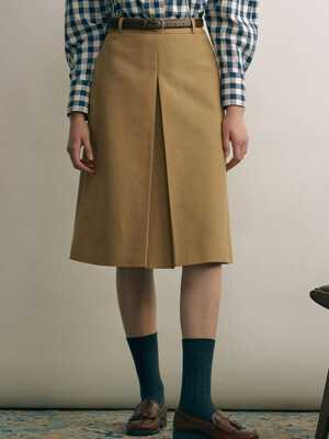 FENCHURCH A-line midi skirt (Camel/Navy)
