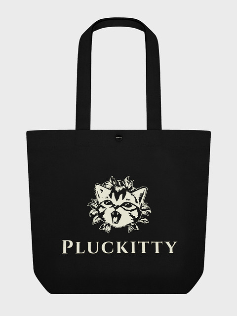에코/캔버스백,에코/캔버스백 - 플러키티 (PLUCKITTY) - Newborn kitten print canvas tote bag Black