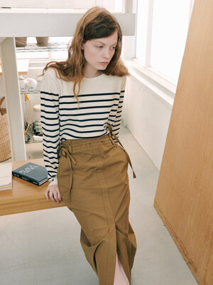 Jasmine Cotton H-line Skirt_brown