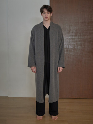 CASHMERE KNIT ROBE COAT_smoke charcoal (men)