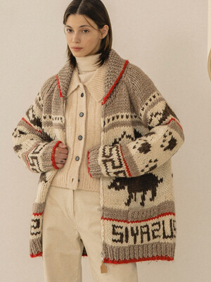 SIOT4057 cowichan handmade sweater_Brown
