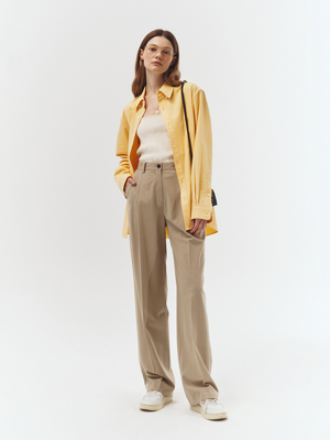 TWO TUCKED WIDE WOOL SLACKS SOFT BEIGE_UDPA3A204I1